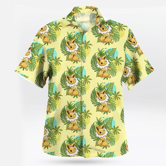 Eevee Pokemon Hawaiian Shirt Tropical Yellow Aloha - Tropi Hawaiian Shirts