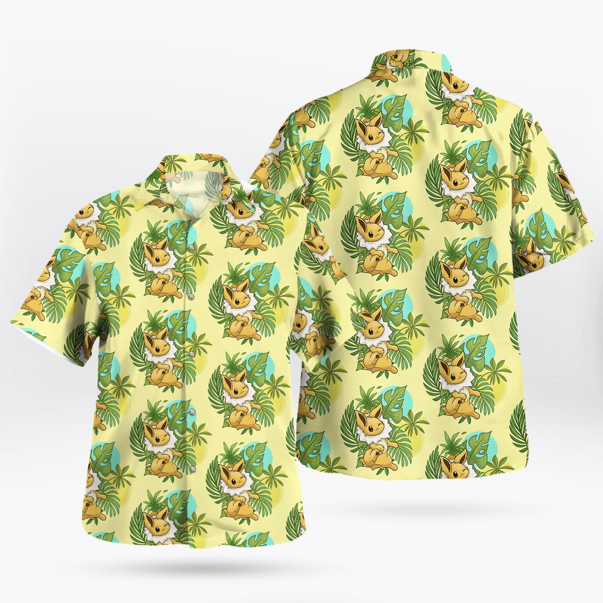 Eevee Pokemon Hawaiian Shirt Tropical Yellow Aloha - Tropi Hawaiian Shirts