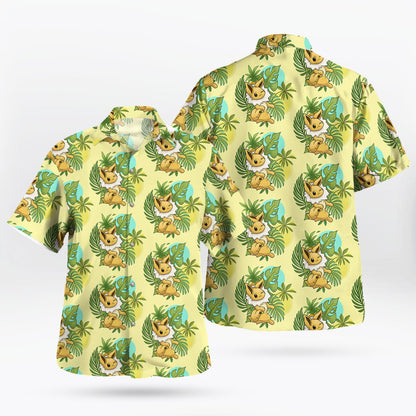 Eevee Pokemon Hawaiian Shirt Tropical Yellow Aloha - Tropi Hawaiian Shirts