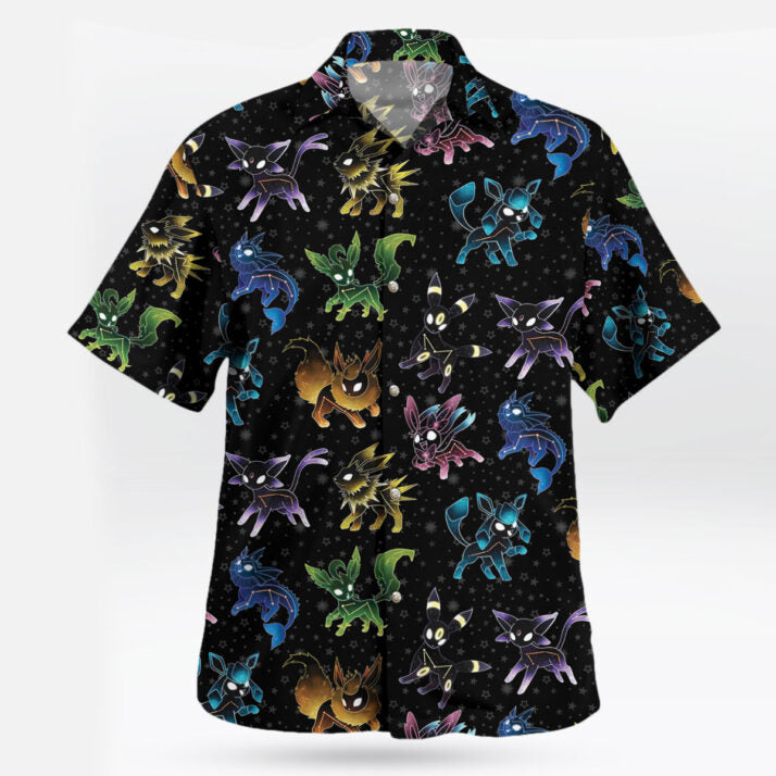 Eeveelution Galaxy Pokemon Hawaiian Shirt Black Edition