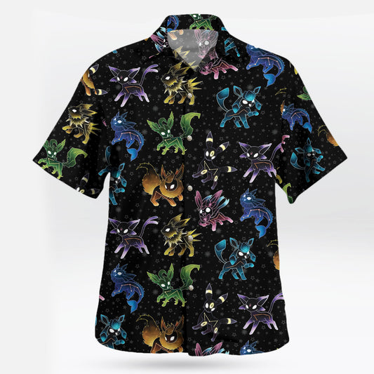 Eeveelution Galaxy Pokemon Hawaiian Shirt Black Edition