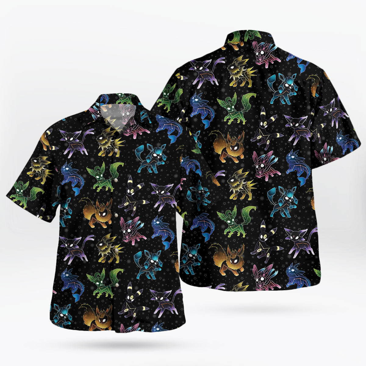 Eeveelution Galaxy Pokemon Hawaiian Shirt Black Edition