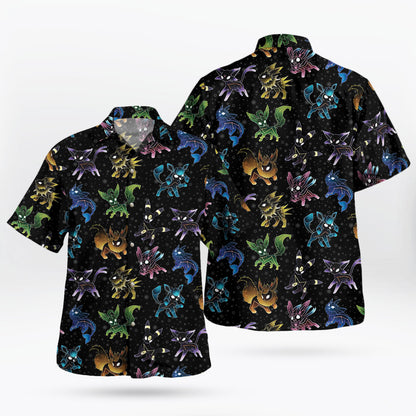 Eeveelution Galaxy Pokemon Hawaiian Shirt Black Edition