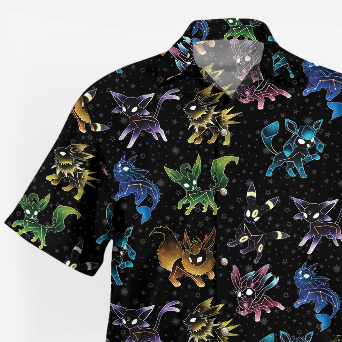 Eeveelution Galaxy Pokemon Hawaiian Shirt Black Edition