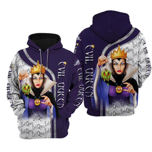 Snow White Hoodie Evil Queen Pattern Snow White Hoodie Purple White Unisex - Cozy Hoodie For Cold Weather