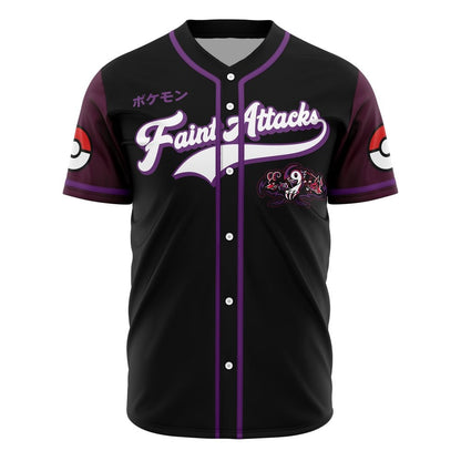 PKM Baseball Jersey PKM Dark Type Faint Attacks Skill Jersey Shirt Black Purple Unisex