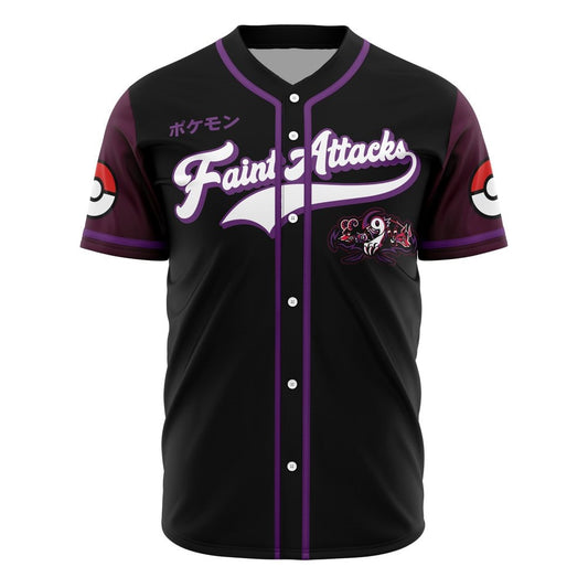 PKM Baseball Jersey PKM Dark Type Faint Attacks Skill Jersey Shirt Black Purple Unisex