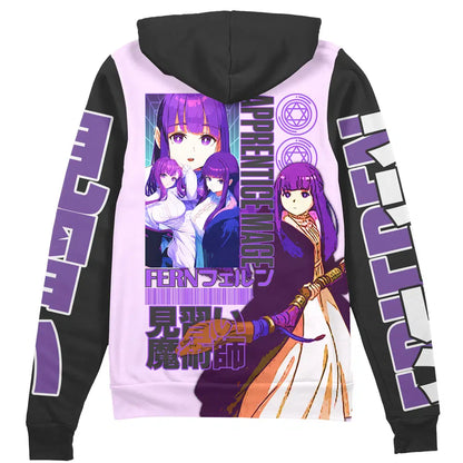 Frieren Beyond Journey’s End Zip Hoodie Fern Apprentige Mage Zip Hoodie Purple Black Unisex