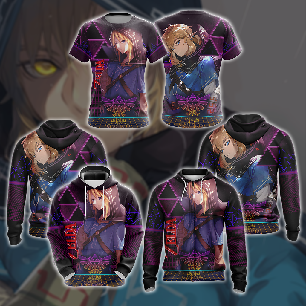 The legend of Zelda All Over Print T-shirt Zip Hoodie Pullover Hoodie