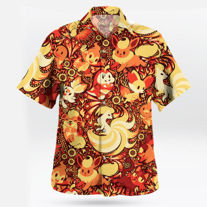 Fire-Type Pokemon Hawaiian Shirt – Tropical Flame Style | Tropi Hawaiian Shirts Store