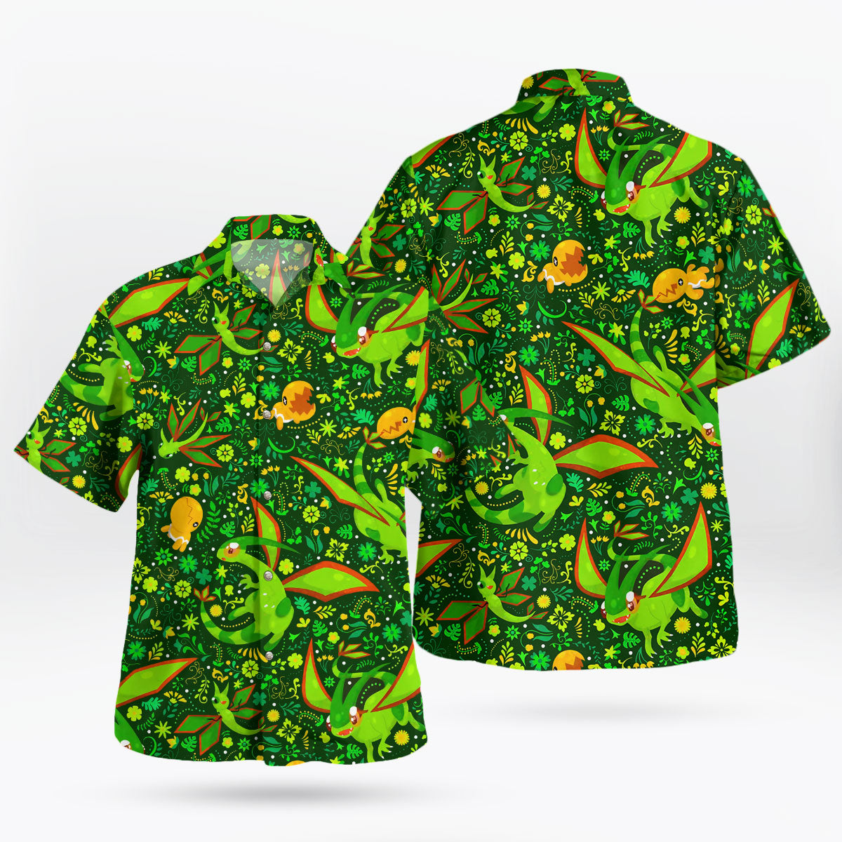 Flygon Torchic Emerald Jungle Pokemon Hawaiian Shirt | Tropi Hawaiian Shirts Store