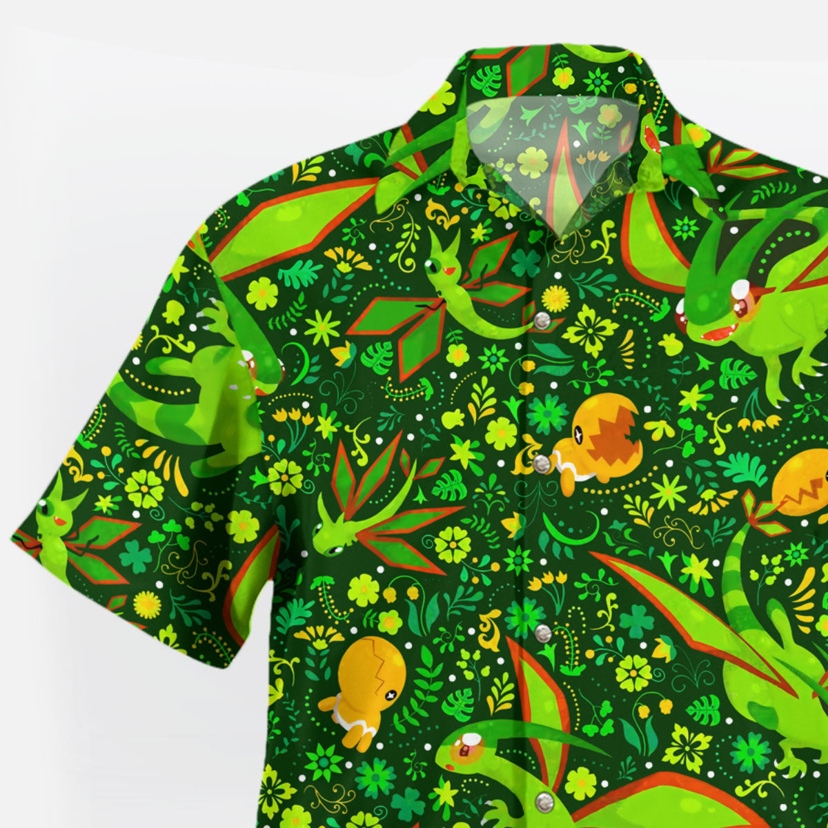 Flygon Torchic Emerald Jungle Pokemon Hawaiian Shirt | Tropi Hawaiian Shirts Store