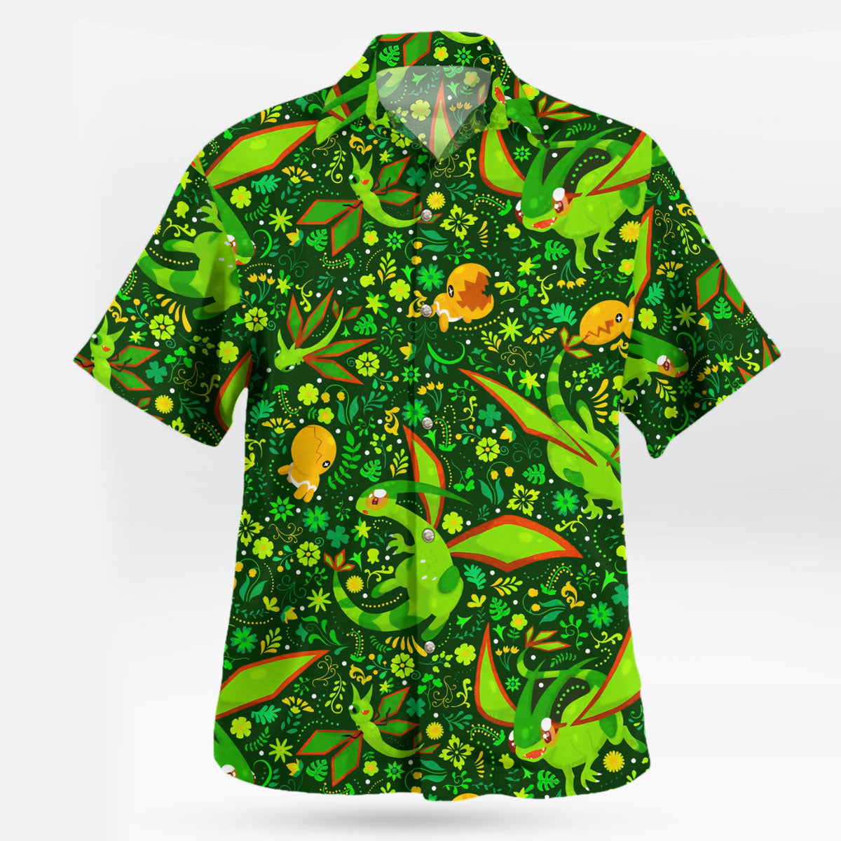 Flygon Torchic Emerald Jungle Pokemon Hawaiian Shirt | Tropi Hawaiian Shirts Store