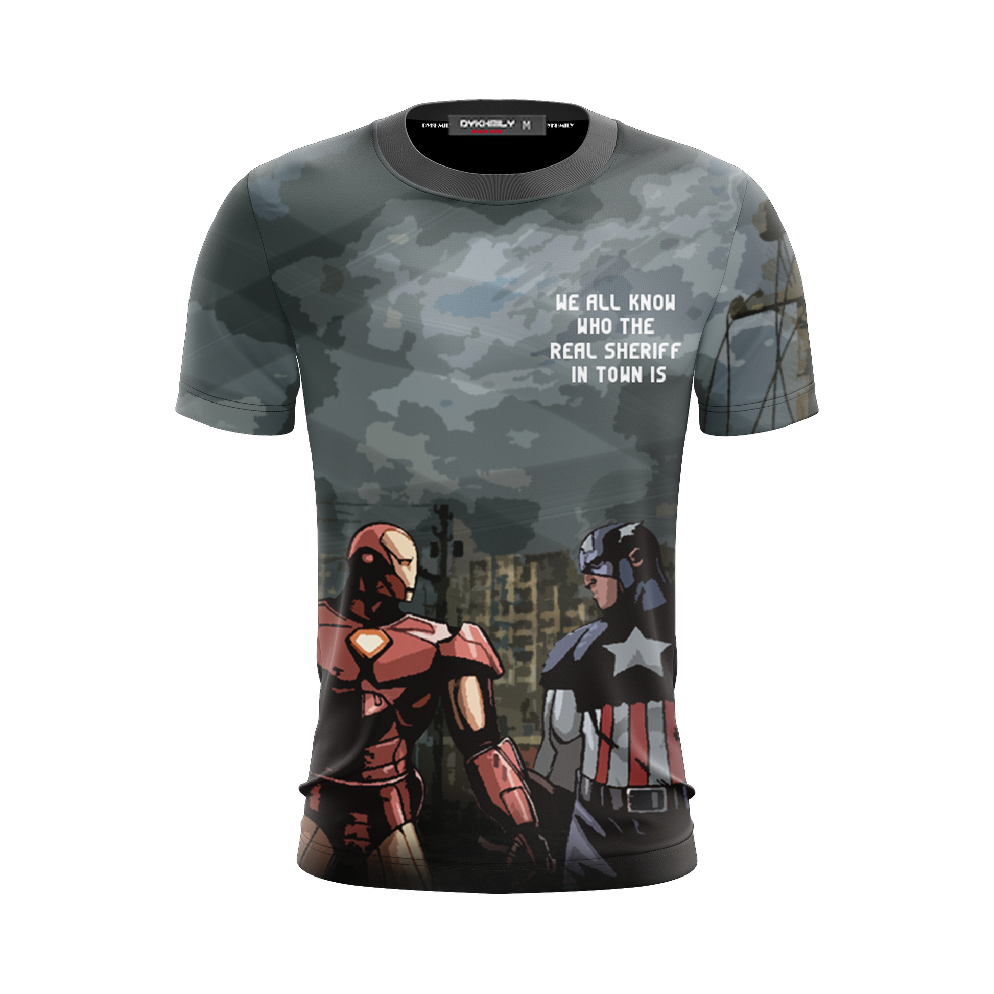 MV Shirt Captain America Iron Man We All Know Who The Real Sheriff In Town Is T-shirt
