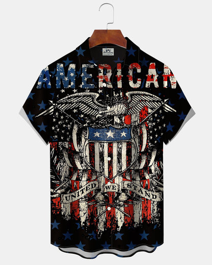 Alohadaddy® Casual Retro Independence Day Men's Short-Sleeve Shirt