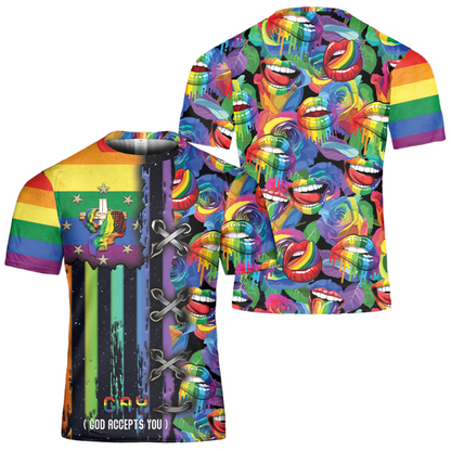 Lgbt T-Shirt God Accepts You Rainbow T-Shirt Colorful Unisex - Trendy Gift For Men & Women