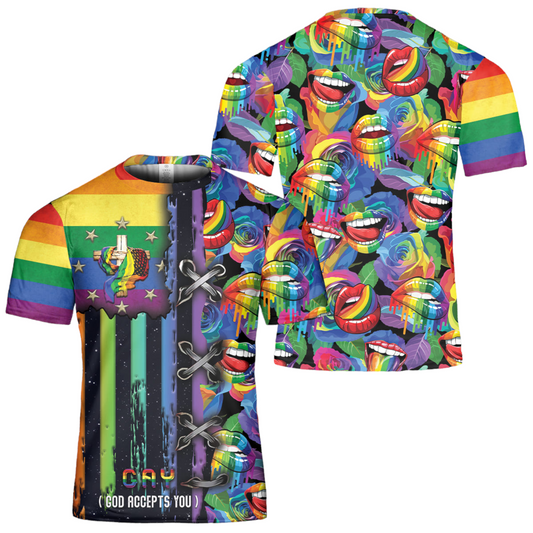 Lgbt T-Shirt God Accepts You Rainbow T-Shirt Colorful Unisex - Trendy Gift For Men & Women