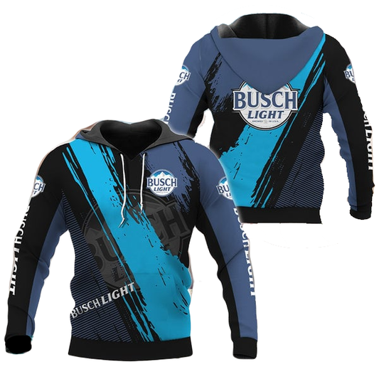 Busch Light Hoodie Busch Light Logo Graphic Hoodie Blue Unisex - Cozy Hoodie For Cold Weather