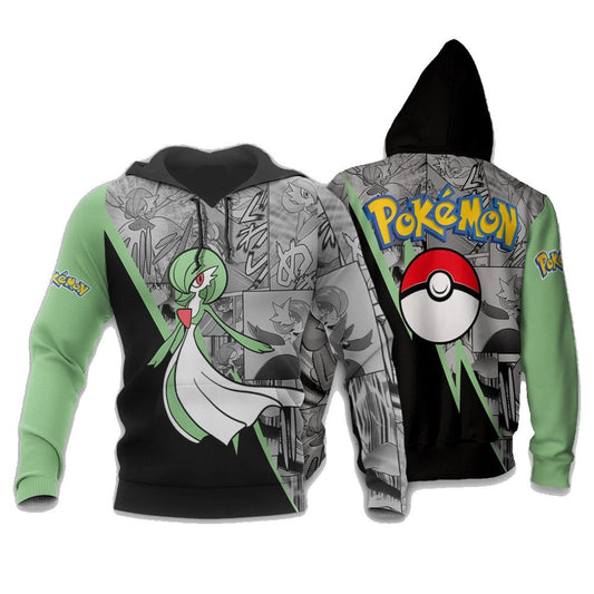 Pokemon Hoodie Gardevoir Graphic Manga Style Hoodie Black Green Unisex - Cozy Hoodie For Cold Weather