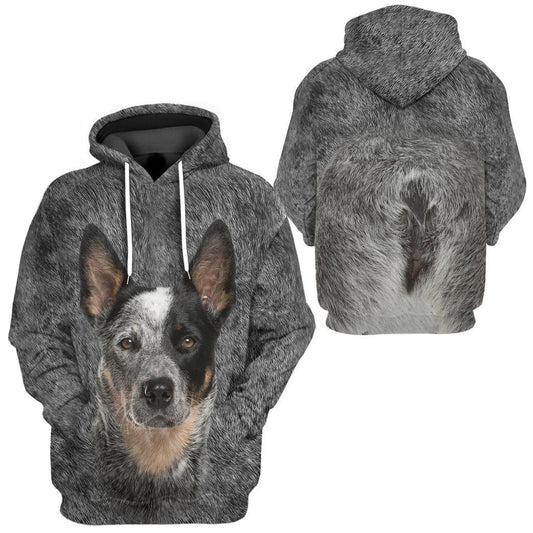 Dog Hoodie Australian Cattle Dog Front And Back T-Shirt Gray Unisex - Trendy Gift For Men & Women