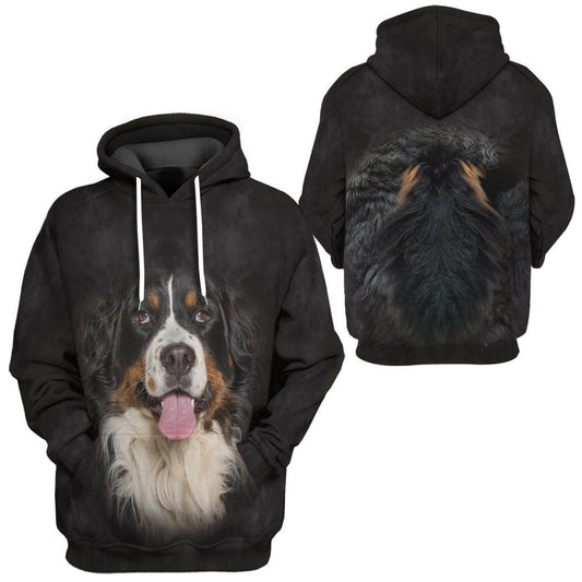 Dog Hoodie Bernese Mountain Dog Front And Back T-Shirt Black Unisex - Trendy Gift For Men & Women