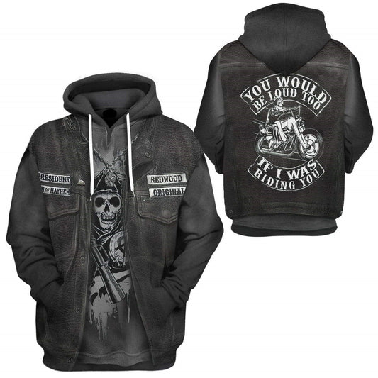 Motorcycle Hoodie Motorcycle Biker Leather Coat Costume Hoodie Black Unisex - Cozy Hoodie For Cold Weather