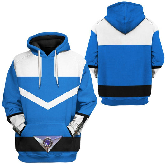 Power Ranger Hoodie Blue Power Rangers Time Force Hoodie Blue White Unisex - Cozy Hoodie For Cold Weather