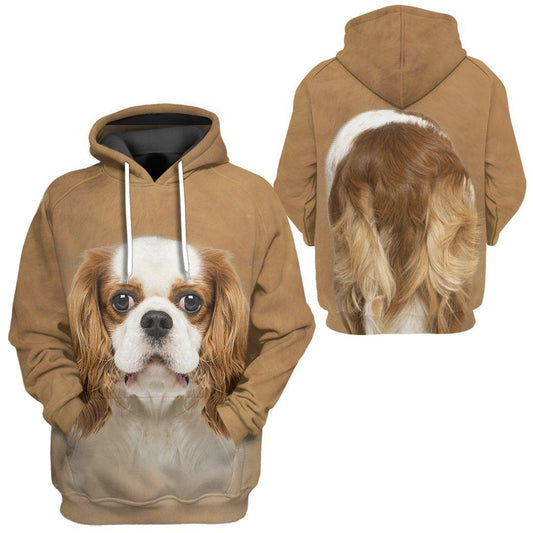 Dog Hoodie Cavalier King Charles Spaniel Front And Back T-Shirt Brown White Unisex - Trendy Gift For Men & Women