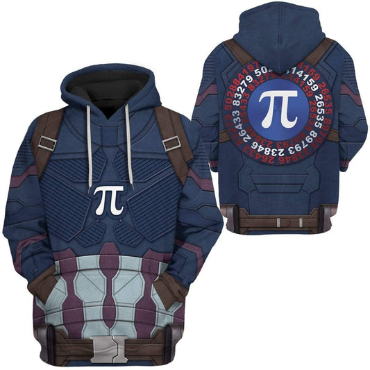 Pi Hoodie Captain Pi Suit Costume Hoodie Math Hoodie Blue Unisex - Cozy Hoodie For Cold Weather