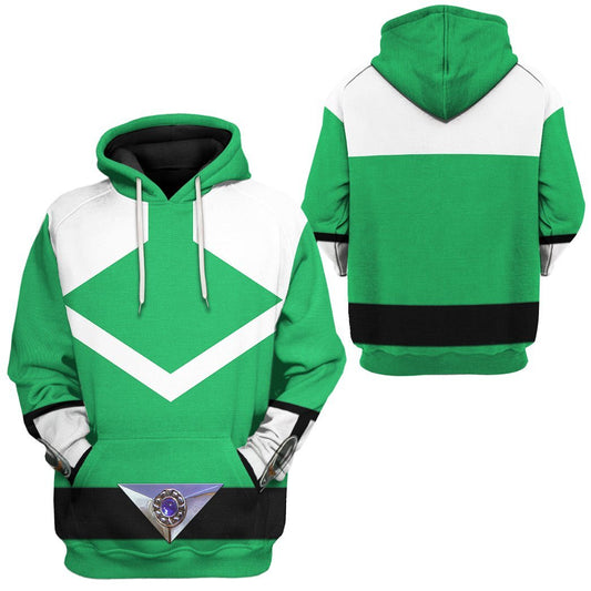 Power Ranger Hoodie Green Power Rangers Time Force Hoodie Green White Unisex - Cozy Hoodie For Cold Weather