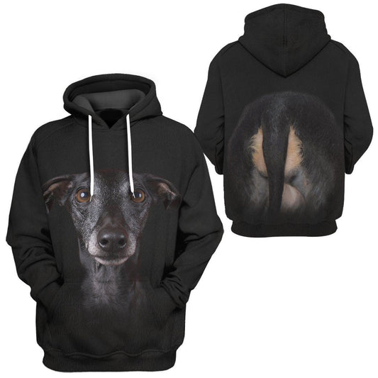 Dog Hoodie Italian Greyhound Dog Front And Back T-Shirt Black Unisex - Trendy Gift For Men & Women