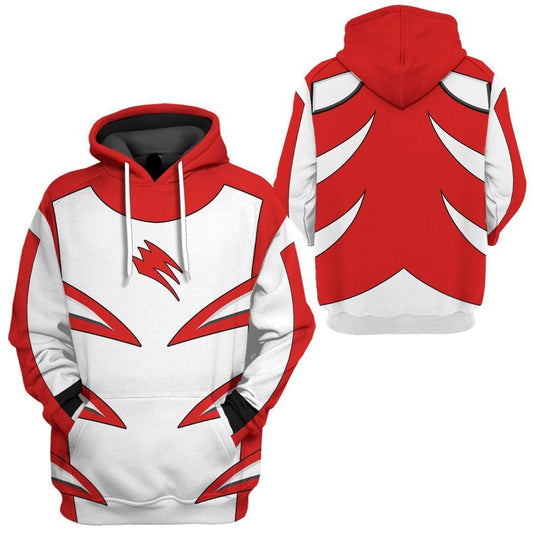 Power Ranger Hoodie Jungle Fury Red Master Mode Power Ranger Hoodie Red White Unisex - Cozy Hoodie For Cold Weather