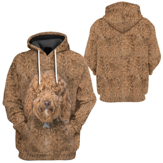 Dog Hoodie Labradoodle Dog Front And Back T-Shirt Brown Unisex - Trendy Gift For Men & Women