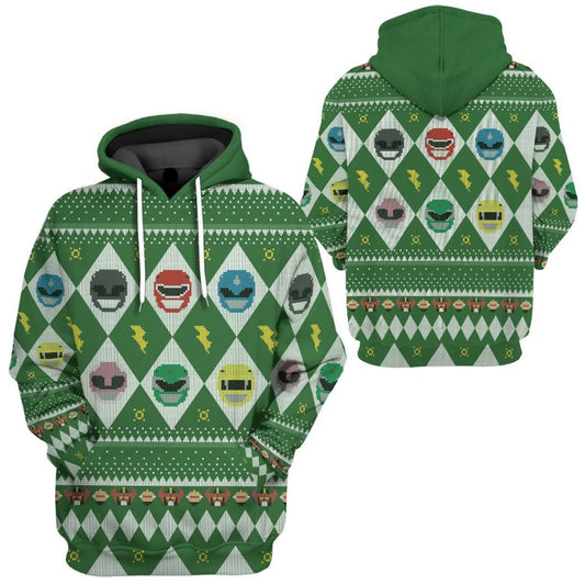 Power Ranger Hoodie Mighty Morphin Power Rangers Team Hoodie Green Unisex - Cozy Hoodie For Cold Weather