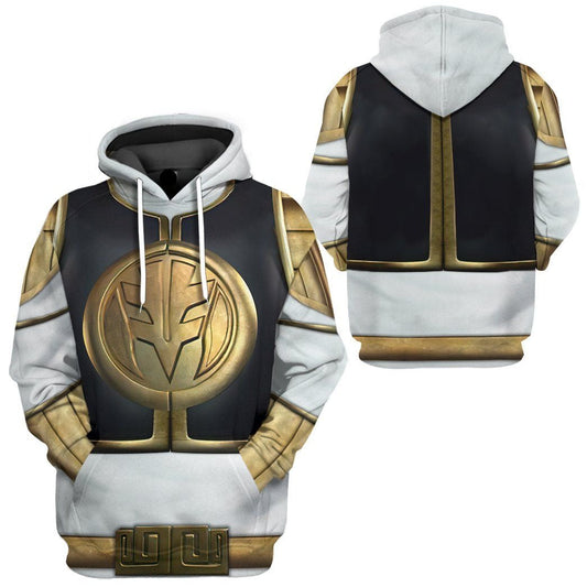 Power Ranger Hoodie White Mighty Morphin Power Rangers Costume Hoodie White Yellow Unisex - Cozy Hoodie For Cold Weather