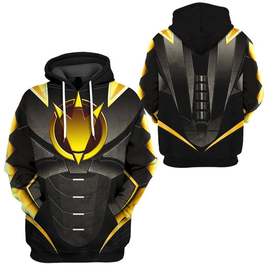 Power Ranger Hoodie Black Power Ranger Dino Thunder Hoodie Black Yellow Unisex - Cozy Hoodie For Cold Weather