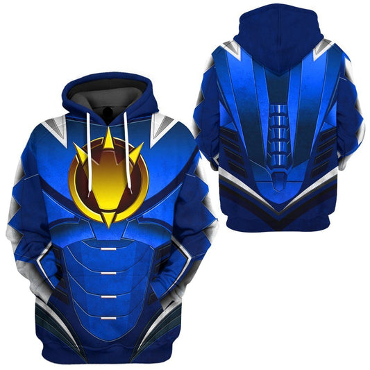 Power Ranger Hoodie Blue Power Ranger Dino Thunder Hoodie Blue Yellow Unisex - Cozy Hoodie For Cold Weather