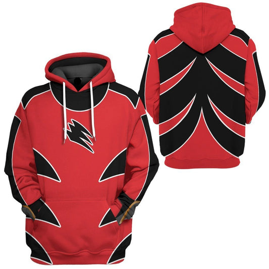 Power Ranger Hoodie Power Ranger Jungle Fury Red Ranger Hoodie Red Black Unisex - Cozy Hoodie For Cold Weather