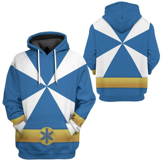 Power Ranger Hoodie Power Rangers Lightspeed Rescue Blue Ranger Hoodie Blue White Unisex - Cozy Hoodie For Cold Weather