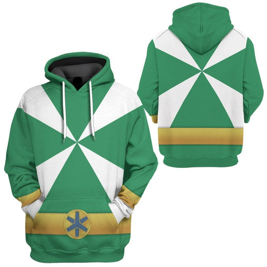 Power Ranger Hoodie Power Rangers Lightspeed Rescue Green Ranger Hoodie Green White Unisex - Cozy Hoodie For Cold Weather