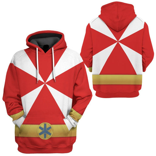 Power Ranger Hoodie Power Rangers Lightspeed Rescue Red Ranger Hoodie Red White Unisex - Cozy Hoodie For Cold Weather