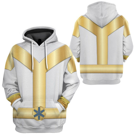 Power Ranger Hoodie Power Rangers Lightspeed Rescue Titanium Ranger Hoodie Yellow White Unisex - Cozy Hoodie For Cold Weather