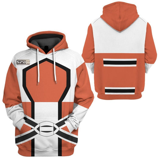 Power Ranger Hoodie Kat S.P.D Power Ranger Hoodie Orange White Unisex - Cozy Hoodie For Cold Weather