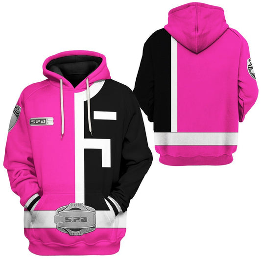 Power Ranger Hoodie Pink S.P.D Power Ranger Hoodie Black Pink Unisex - Cozy Hoodie For Cold Weather