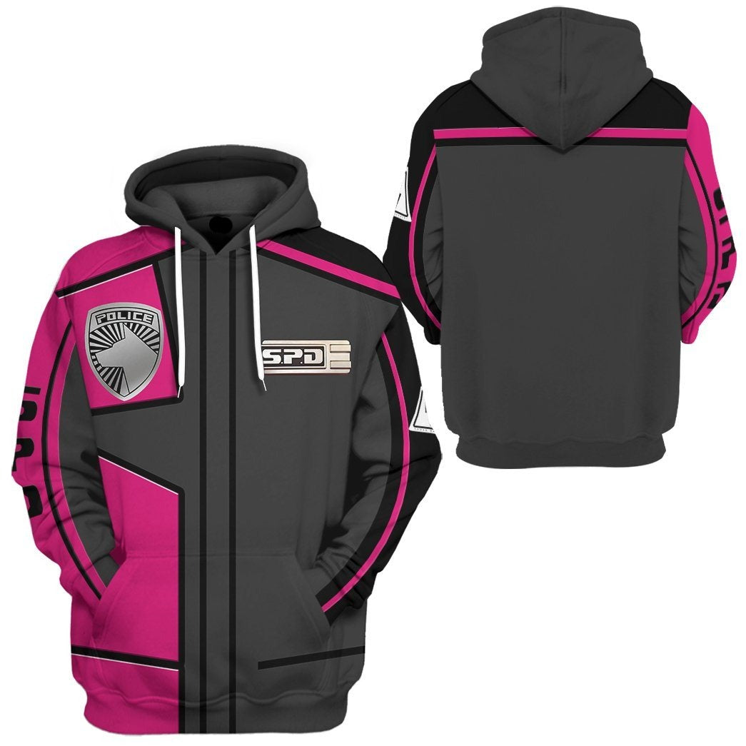 Power Ranger Hoodie Power Rangers S.P.D Pink Uniform Hoodie Black Pink Unisex - Cozy Hoodie For Cold Weather