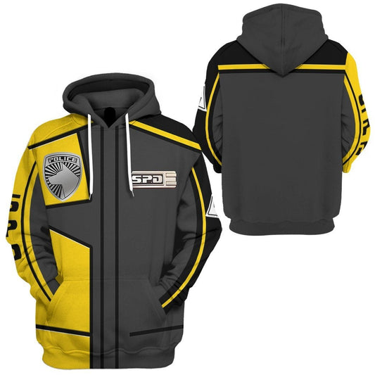 Power Ranger Hoodie Power Rangers S.P.D Yellow Uniform Hoodie Yellow Black Unisex - Cozy Hoodie For Cold Weather