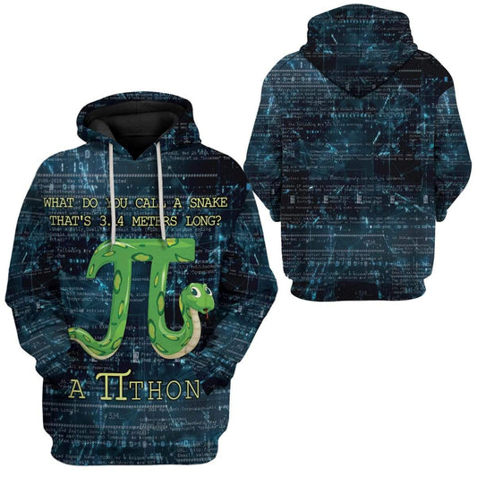 Pi Hoodie What Do You Call Pithon Pi Day Hoodie Math Hoodie Blue Unisex - Cozy Hoodie For Cold Weather