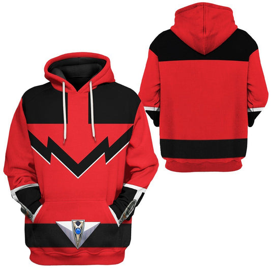 Power Ranger Hoodie Quantum Power Rangers Time Force Hoodie Red Black Unisex - Cozy Hoodie For Cold Weather