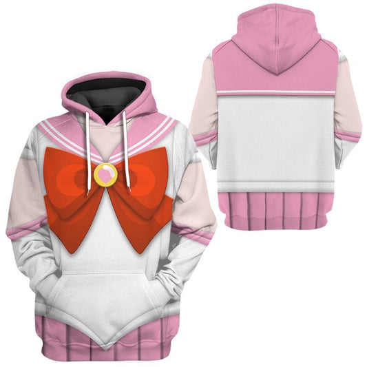 Sailor Moon Hoodie Sailor Chibi Moon Suit Costume T-Shirt White Pink Unisex - Trendy Gift For Men & Women