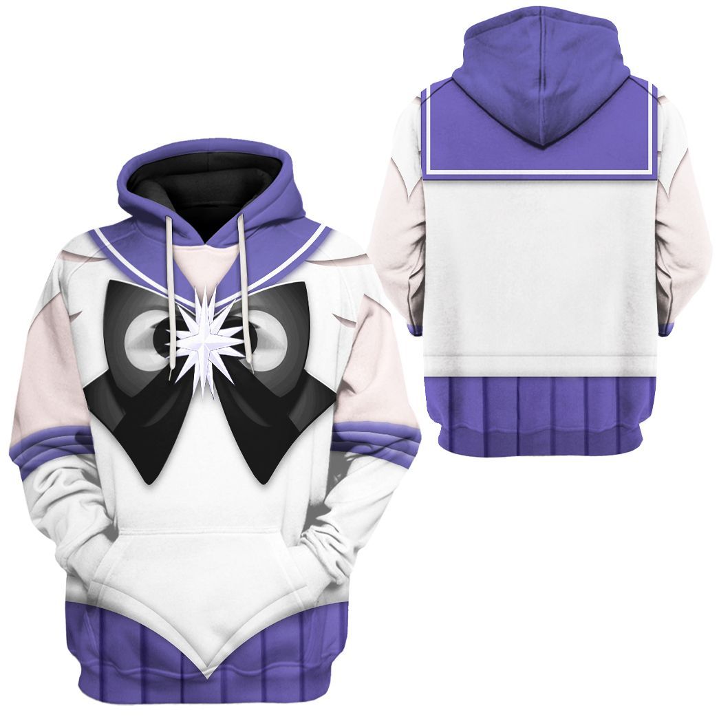 Sailor Moon Hoodie Sailor Saturn Suit Costume T-Shirt White Purple Unisex - Trendy Gift For Men & Women